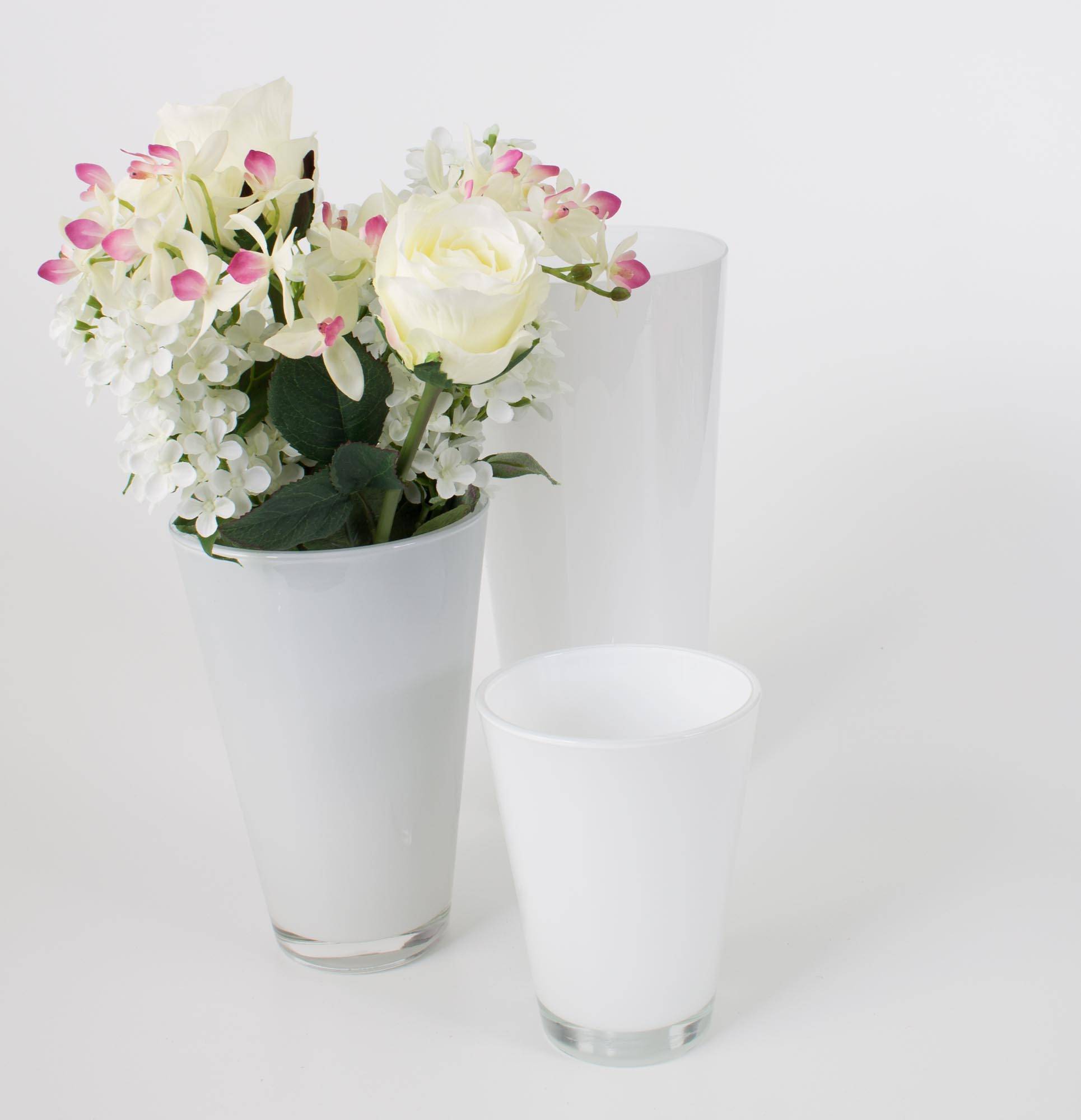 INNA-Glas Vaso Conico Anna Earth In Vetro Bianco | 15x11 Cm, Stile Moderno Per Fiori - 4