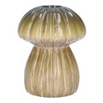 Vaso in ceramica REFELINDE, a forma di fungo, scanalature, verde-beige, 12cm, Ø9,5cm
