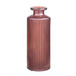 Bottiglia in vetro EMANUELA, motivo scanalato, rosa-metallico, 13,2cm, Ø5,2cm