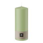 Candela a tronchetto MAEVA, verde pastello, 20cm, Ø7,8cm, 119h - Prodotto in Germania