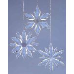 Ciondolo fiocco di neve in acrilico WOLFGANG, 3 pezzi, trasparente, Ø11-12cm