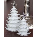 Ciondolo acrilico di abete RION con stella, glitter, bianco-argento, 12cm, Ø9cm