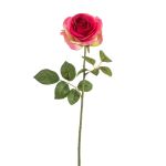 Rosa sintetica BRUNETTE, fucsia-verde, 70cm, Ø11cm