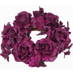 Corona finta di candele INGA, rosa, ortensia, viola, Ø15cm