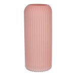 Vaso da fiori ALBURGIS con scanalature, vetro, rosa antico opaco, 25 cm, Ø 10 cm