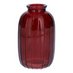 Bottiglia decorativa SILVINA in vetro, scanalata, rosso bordeaux-trasparente, 12 cm, Ø 7 cm