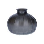 Bottiglia in vetro ALFHARD con scanalature, grigio metallizzato, 8,5 cm, Ø 10,5 cm