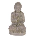 Figura di Buddha SHANTA, seduto in meditazione, grigio, 45cm