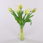 Kunstblumen Tulpen Strauß LEANA, weiß-grün, 30cm, Ø20cm
