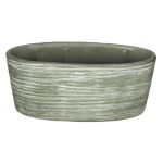 Ciotola ovale in ceramica per orchidee ADELPHOS, scanalature, grigio-marrone, 33x15x15cm