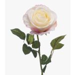 Rosa sintetica BRUNETTE, bianco-rosa, 70cm, Ø11cm