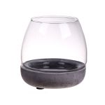 Portacandela da tavolo in vetro TONDA con sottobicchiere in cemento, trasparente, 10,5cm, Ø10cm