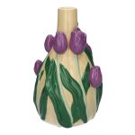 Vaso decorativo LIMEA in dolomite, tulipani 3D, beige-lilla-verde, 21,6 cm, Ø 13,3 cm