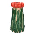 Vaso decorativo LIMEA in dolomite, tulipani 3D, beige-rosso-verde, 24,5 cm, Ø 12,5 cm