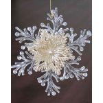 Ciondolo acrilico di fiocco di neve BALADI, glitter, trasparente-oro, Ø15cm