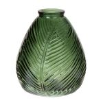 Vaso a bottiglia NELLOMIO con struttura a foglie, vetro, verde-trasparente, 16cm, Ø14cm