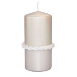 Candela a colonna JULIETTA con anello in seta, crema, 15 cm, Ø7 cm, 63h
