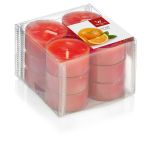 Set di 12 lumini profumati / Candela profumata ASTRID, arancione, 1,6cm, Ø3,7cm, 4h