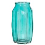 Vaso da fiori piccolo in vetro AMORY, turchese-trasparente, 22 cm, Ø12 cm
