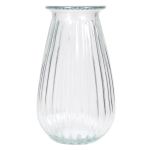 Vaso da fiori in vetro DORITA con scanalature, trasparente, 21cm, Ø13cm