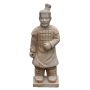 Statua da giardino del guerriero samurai LILORA in terracotta, realizzata a mano, patinata, beige, 21x17x54 cm