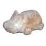 Statua di ippopotamo AURISA in terracotta, sdraiato, realizzato a mano, patinato, beige, 19x13x9 cm