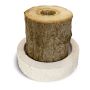 Candela da esterno MATTHILDA nel tronco d'albero, con candela interna, sottopiatto in cemento, 12cm, Ø12cm, 2 ore