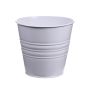 Vaso rotondo MICOLATO con scanalature, zinco, bianco, 16cm, Ø18,5cm