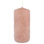 Candela a tronchetto MATHIEU con motivo a foglia di palma, rosa, 15cm, Ø7cm, 63 ore