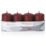 Candele dell'Avvento JENARO, 4 pezzi, bordeaux, 8cm, Ø5cm, 18h - Made in Germany