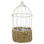 Casetta per uccelli e cesto per piante TUKFE in canna, da appendere, beige-bianco, 40 cm, Ø 18 cm