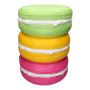 Tavolino MOLANI, a forma di macaron, verde mela-giallo-fucsia, 46,5cm, Ø33,5cm