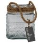 Lanterna MELMY con corda, motivo a rombi, trasparente, 13 cm, Ø 11 cm