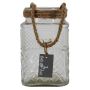 Lanterna MELMY con corda, motivo a rombi, trasparente, 19,5 cm, Ø 11 cm