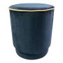 Pouf in velluto NANNA, bordo dorato, blu navy, 45 cm, Ø 38 cm
