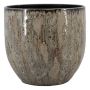Vaso in terracotta VELUM con venature, taupe, 16cm, Ø17cm