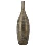 Vaso in ceramica a forma di bottiglia decorativa RODYN con scanalature, sfumatura di colore, marrone, 80 cm, Ø 23 cm
