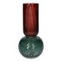 Vaso da tavolo in vetro FRODO con scanalature e puntini, blu-rosso-trasparente, 20cm, Ø9,5cm