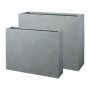 Fioriera rettangolare KIRIMA, 2 pezzi, fibra di vetro, grigio, 75x19x59 cm, 85x27x70 cm