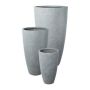 Vaso rotondo KIRIMA, 3 pezzi, fibra di vetro, grigio, 34x60 cm, 44x80 cm, 54x100 cm