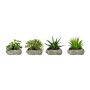 Composizione decorativa di piante grasse TASTIKE in vaso di pietra in poliresina, 4 pezzi, verde, 12-15 cm