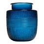 Vaso in vetro decorativo MARISELA con bordo ornamentale, blu-trasparente, 18cm, Ø15,5cm