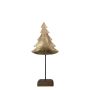 Albero di Natale decorativo DORANA in metallo, base in legno, dorato, 10x8x28 cm
