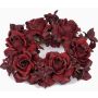 Corona finta di candele INGA, rosa, ortensia, rosso scuro, Ø15cm
