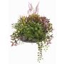 Composizione floreale artificiale con lavanda e impatiens DANFIR, menta, trifoglio, felce, bianco-lilla-verde, 50cm, Ø32cm