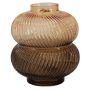 Vaso da tavolo in vetro KORNELIA con scanalature, ambra-marrone-trasparente, 16,3 cm, Ø 14,7 cm