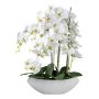 Fiore artificiale orchidea Phalaenopsis XELAV, ciotola in ceramica, bianco, 65 cm