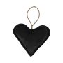 Ciondolo decorativo a forma di cuore EYRUN in velluto, cordino di sospensione, nero, Ø 16 cm