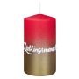 Candela con scritta JARDENA, «La persona che amo», rosso antico-oro, 13 cm, Ø 7 cm, 52 ore