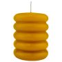 Candela a tronchetto MONISHA con scanalature trasversali, giallo ocra, 11cm, Ø9cm, 69 ore - Made in Germany